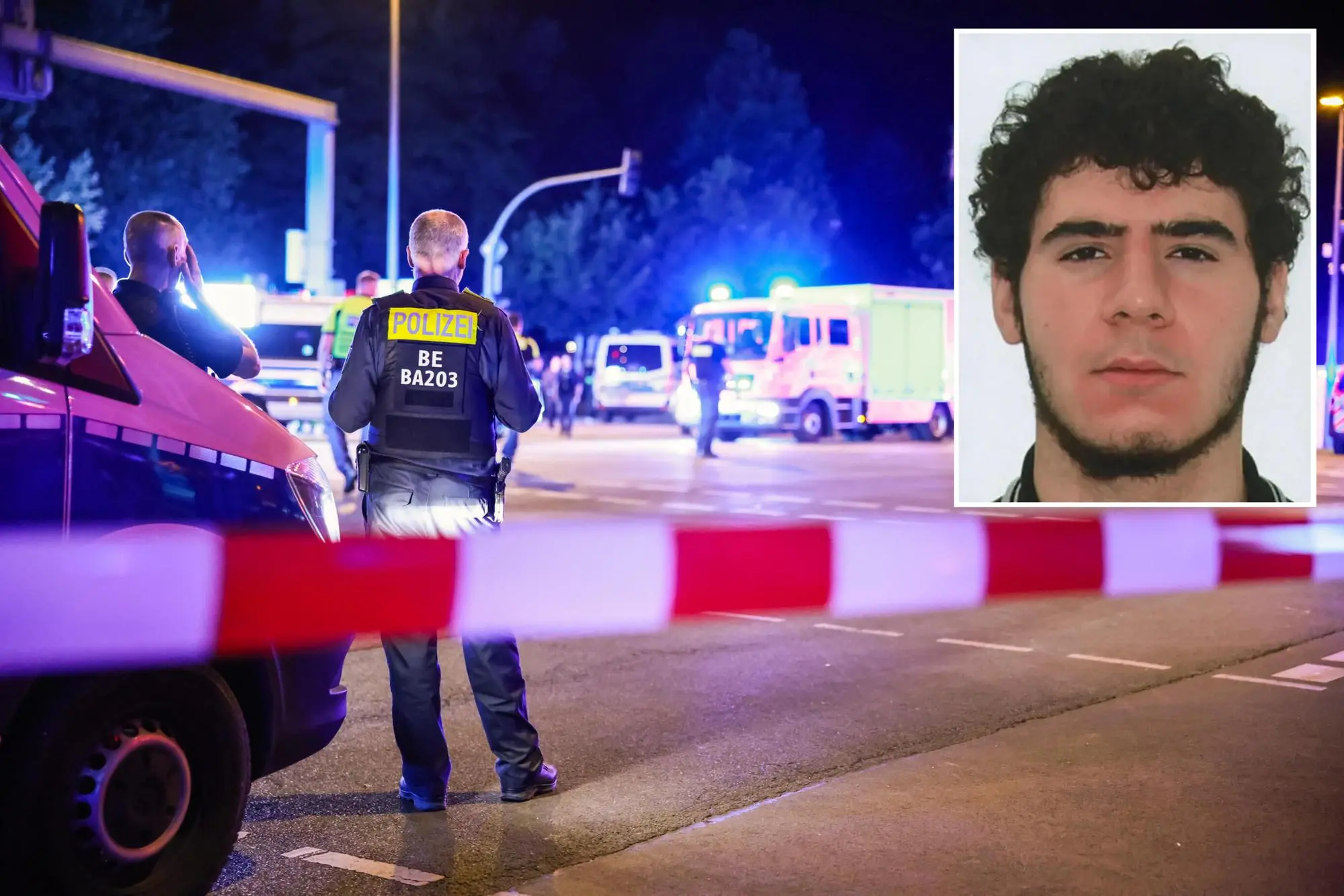 (COMBO) La polizia di Berlino ha pubblicato una foto segnaletica del presunto attentatore, identificato nel 21enne Abdul e mette in guardia affermando che è "armato e pericoloso". 26 luglio 2026. ANSA