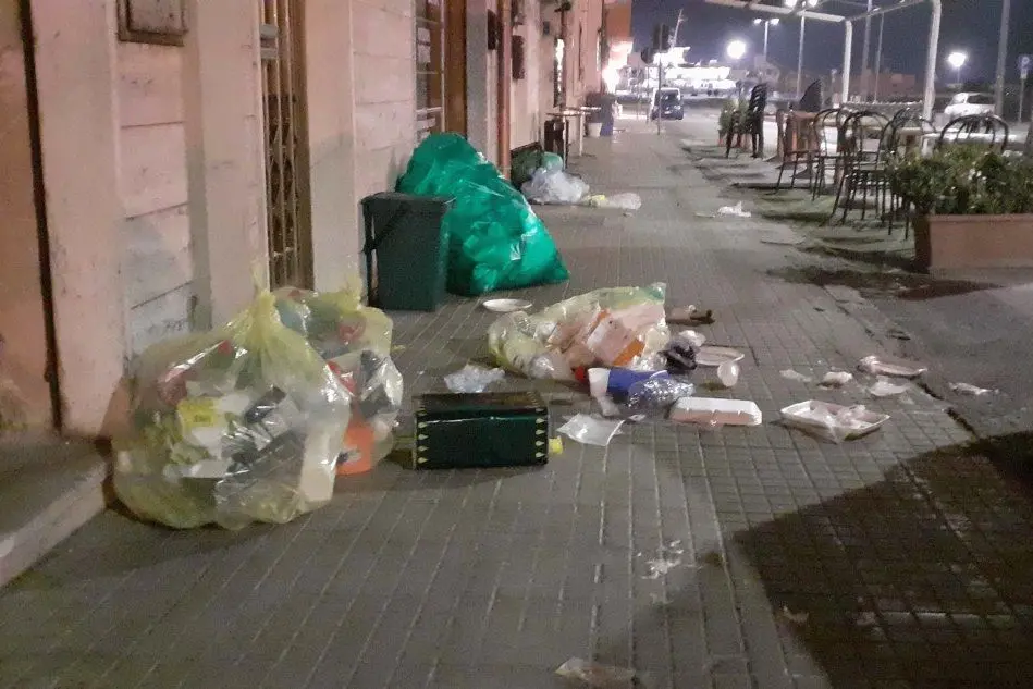 L'immondizia lungo via Lungomare (foto Tellini)