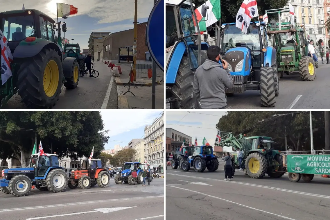 I trattori in via Roma (L'Unione Sarda)