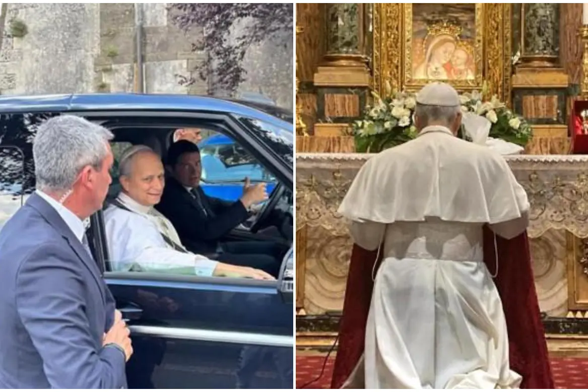 Papa Leone XIV a Genazzano nella sua prima uscita pubblica (foto via Ansa)