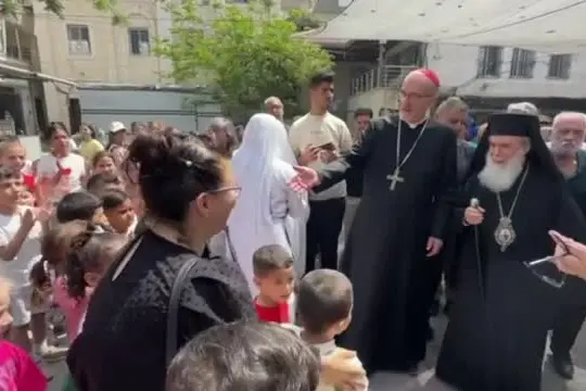 Il cardinale Pizzaballa a Gaza City con il Patriarca Teofilo III