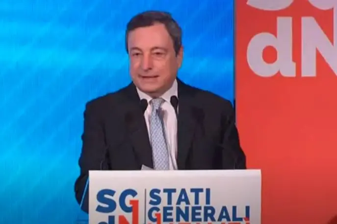 Il premier Mario Draghi agli Stati generali della natalità (frame da video Palazzo Chigi)