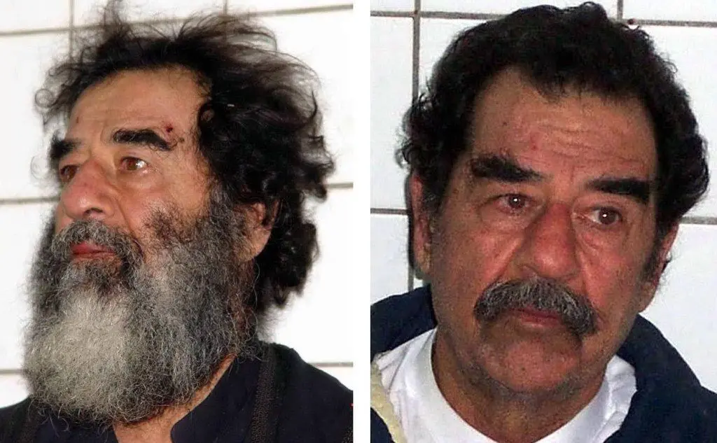A sinistra Saddam dopo la cattura, a destra come lo conoscevamo prima