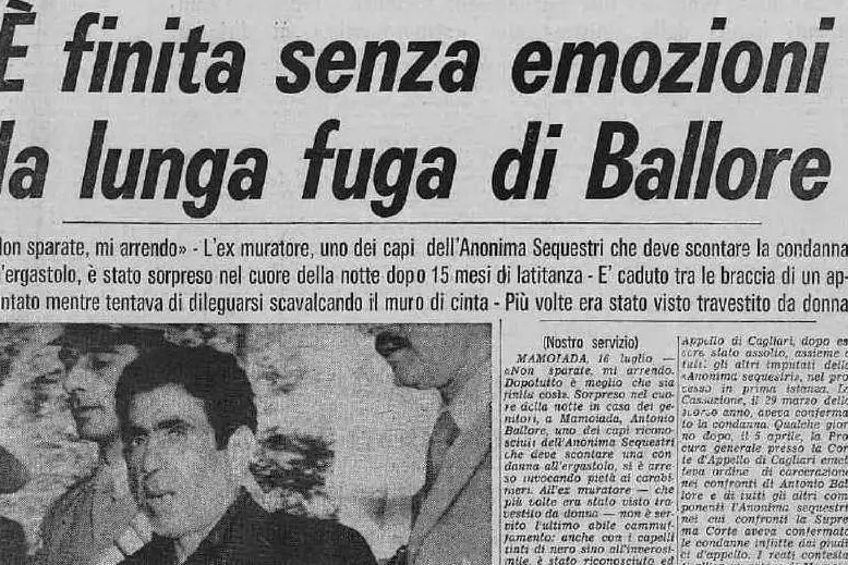 #AccaddeOggi: 17 luglio 1974, finisce la latitanza del bandito Ballore
