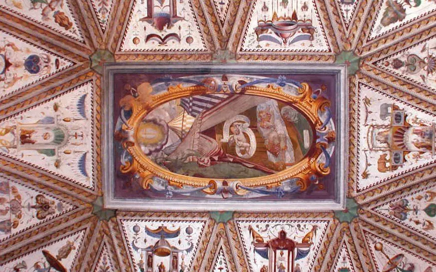 La splendida volta dello studiolo ducale (foto Certosa di Pavia)