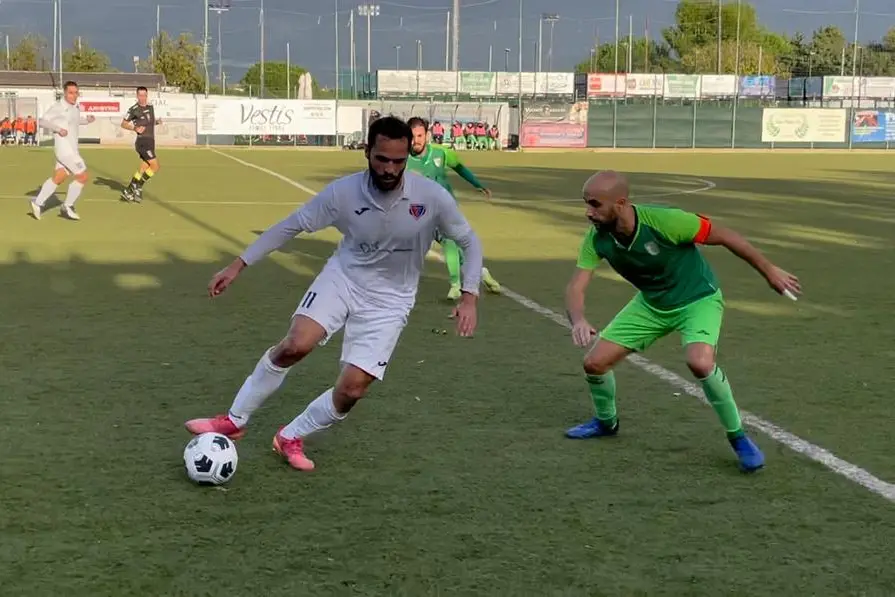 Gianluca Podda, attaccante della Ferrini autore del gol dell&rsquo;1-0 (foto Riccardo Spignesi)