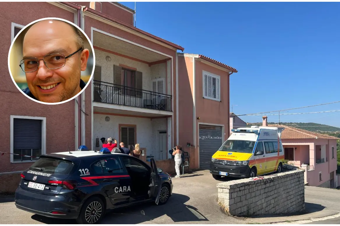 Il luogo dell'omicidio, nel tondo Marco Pusceddu (archivio L'Unione Sarda)