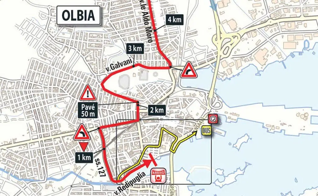 L'arrivo a Olbia (fonte Giro d'Italia)