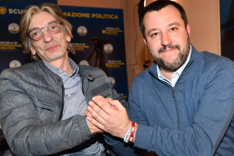 Alberto Torregiani e Matteo Salvini (Ansa)