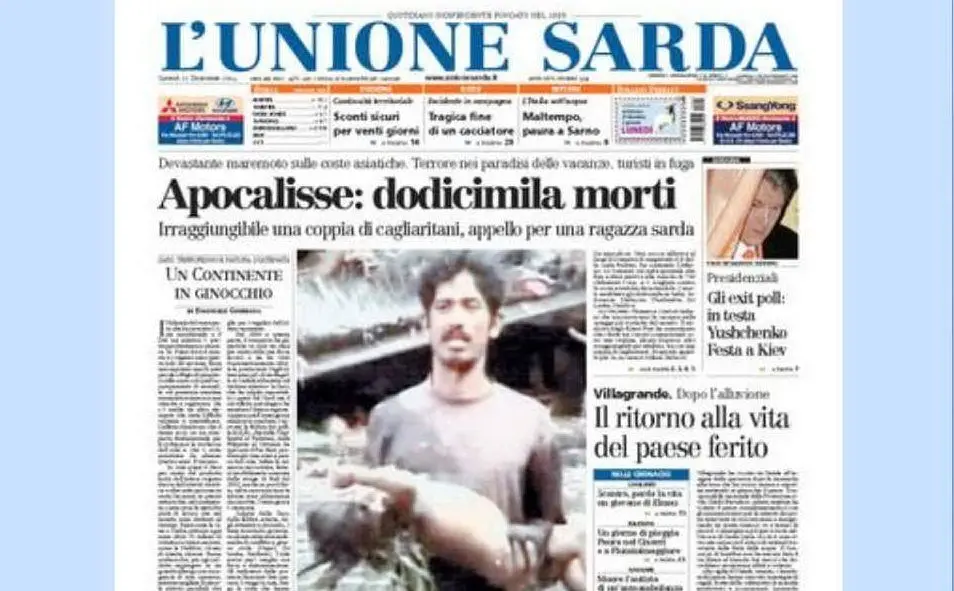 La prima pagina de L'Unione Sarda