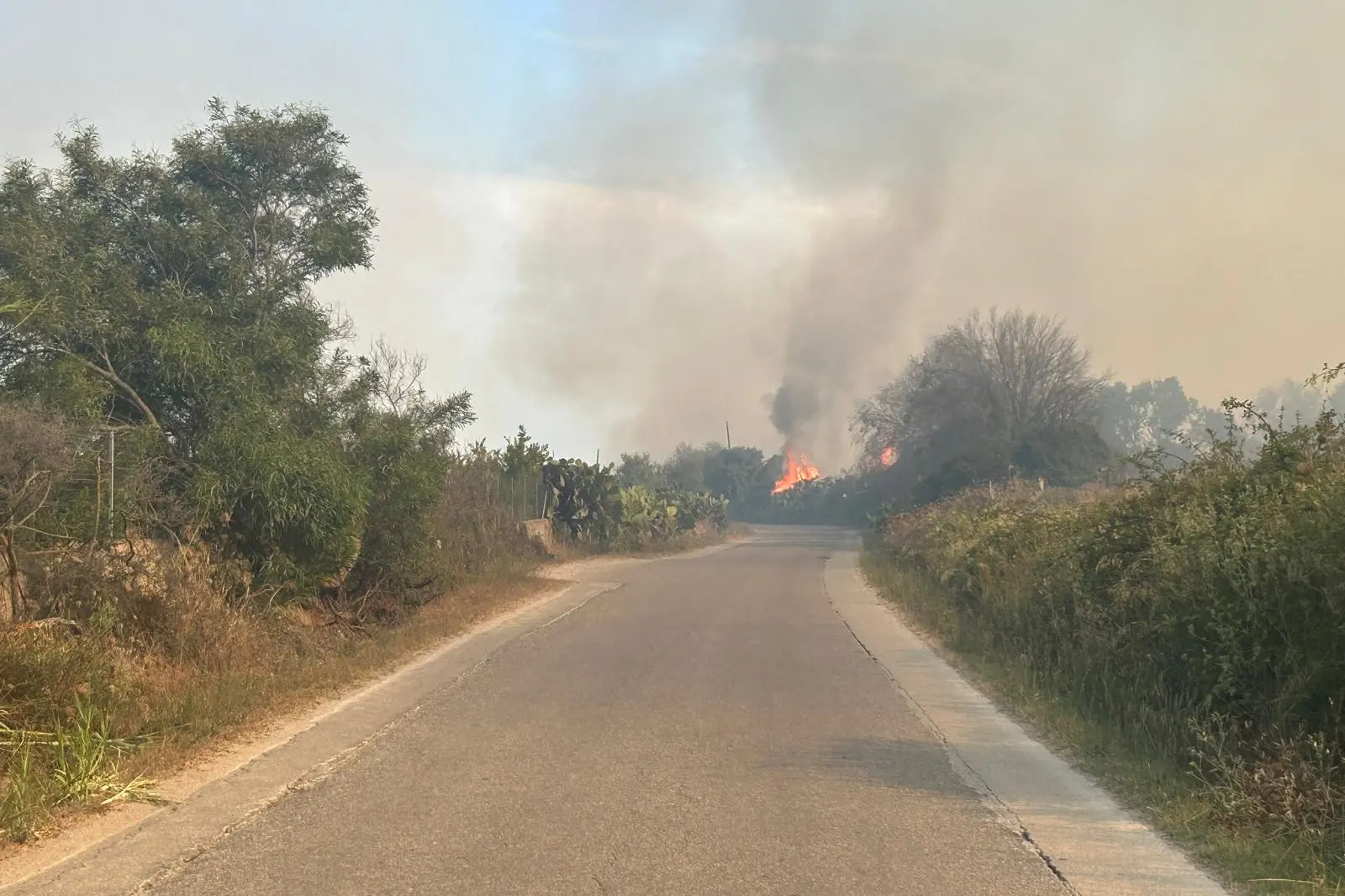 L'incendio a San Giovanni Suergiu (Foto Fabio Murru).