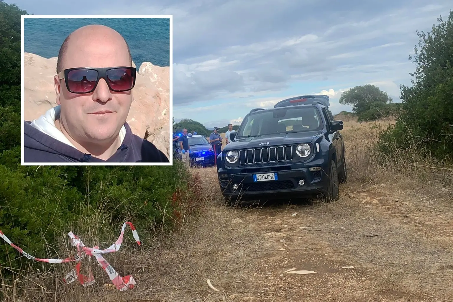 Il luogo del ritrovamento del corpo di William Manca (nel riquadro)