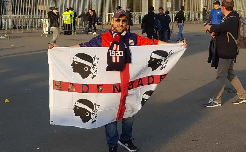 Inter-Cagliari, tifosi sardi a San Siro (Massimo Pinna da Baden Baden, in Germania)