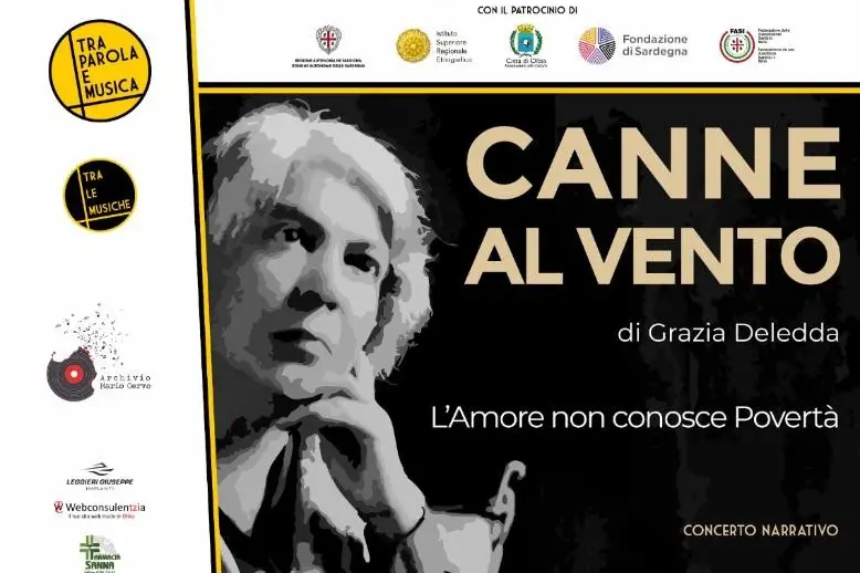 La locandina del concerto narrativo dedicato al capolavoro di Grazia Deledda