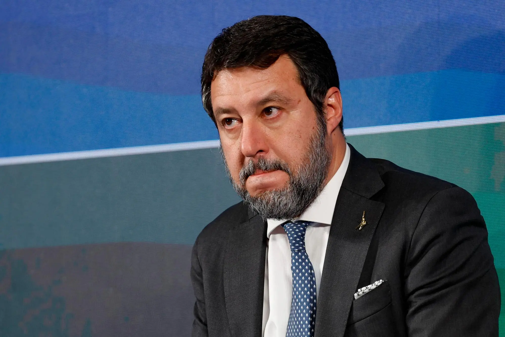 Il ministro delle infrastrutture e dei trasporti, Matteo Salvini durante un incontro organizzato nell'ambito del Forum della Pubblica amministrazione, Roma 18 maggio 2023. ANSA/FABIO FRUSTACI