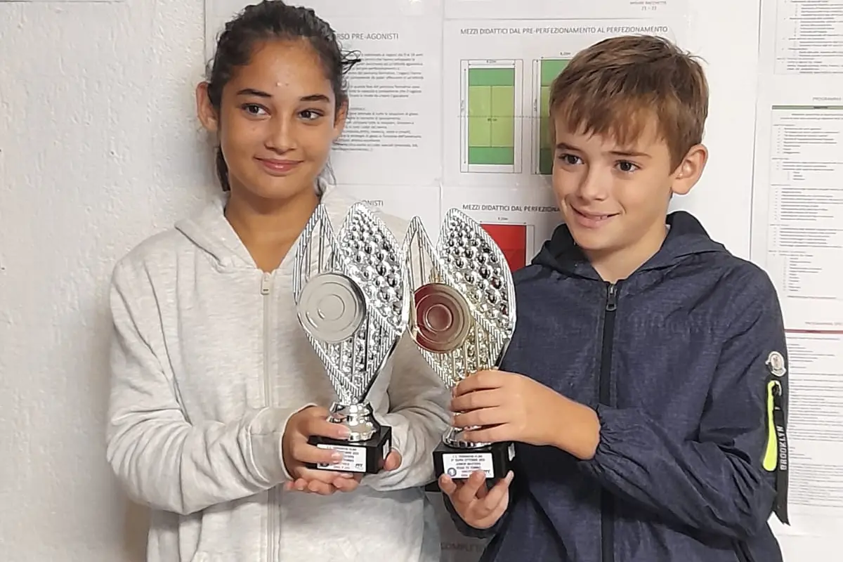 Giorgia Cadoni e Leonardo Franzinu premiati al termine di un torneo (foto concessa)