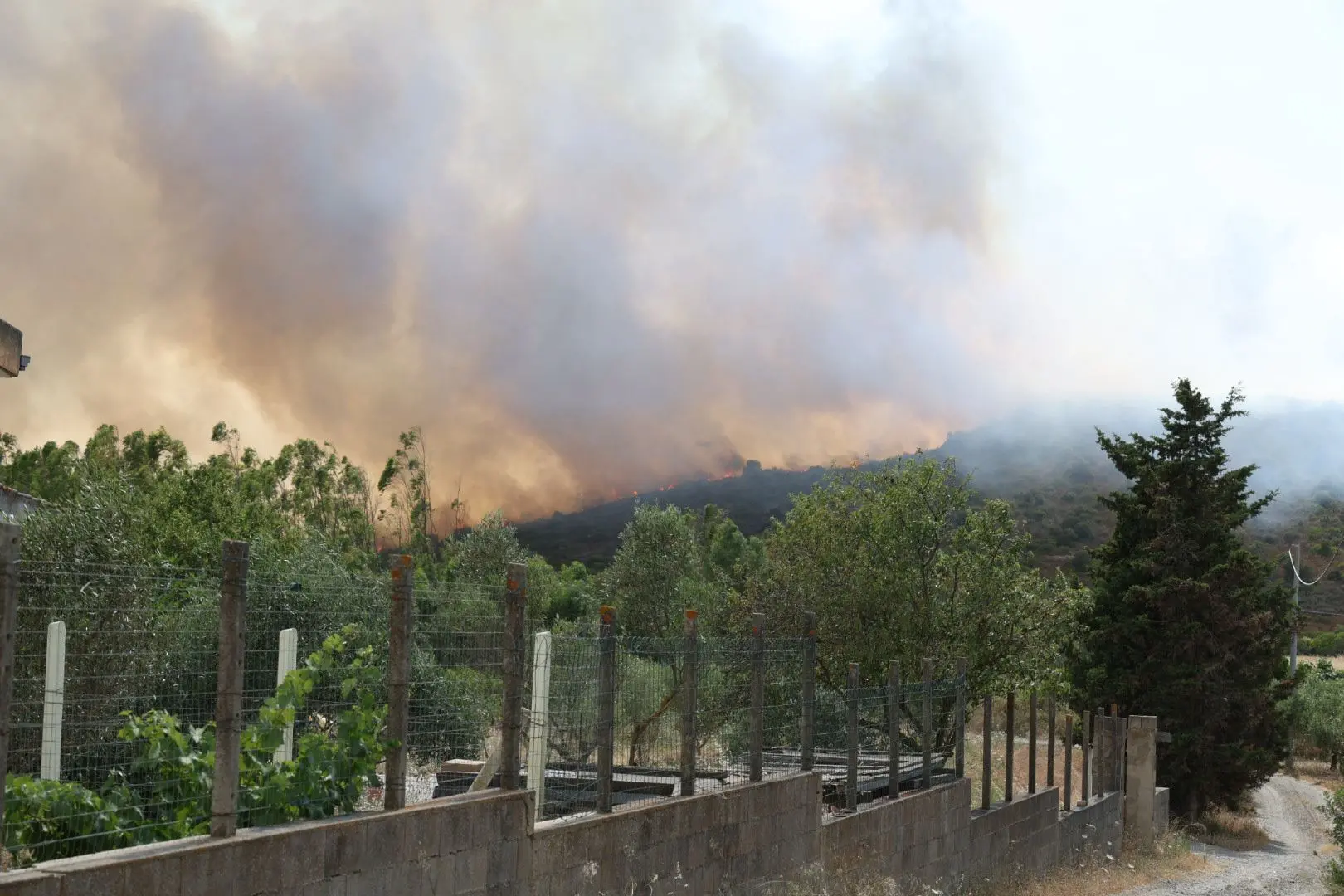 L'incendio a ridosso di San Giovanni Suergiu (Foto: Fabio Murru)
