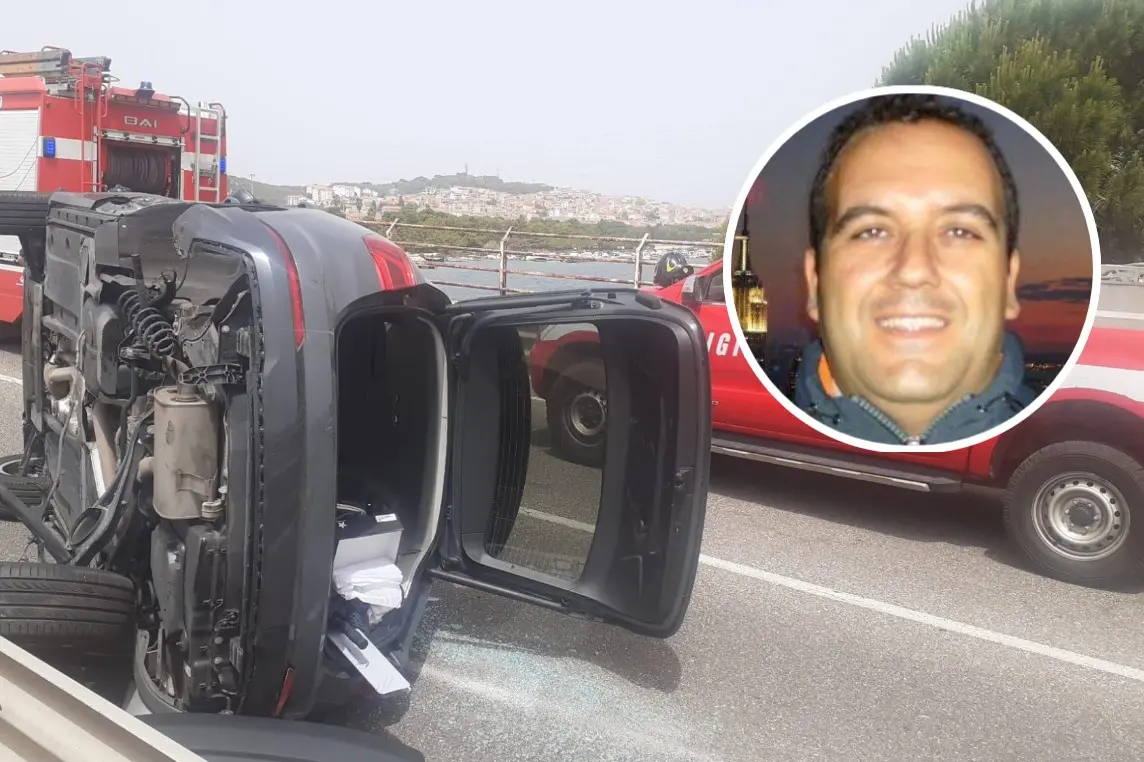 L'auto ribaltata e Alessandro Valdes, la vittima