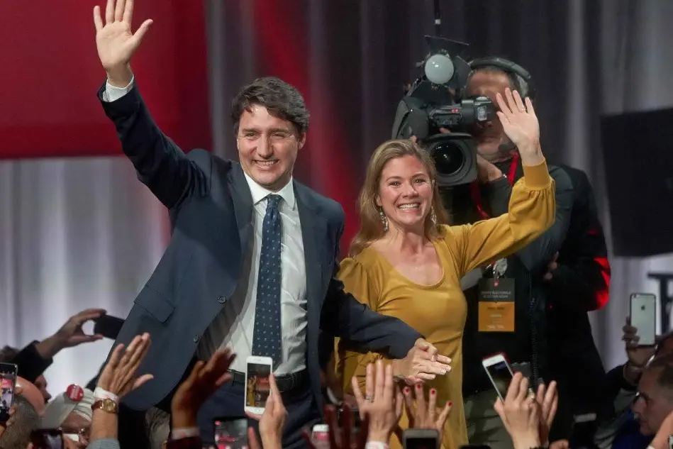Justin Trudeau con la moglie (Ansa)