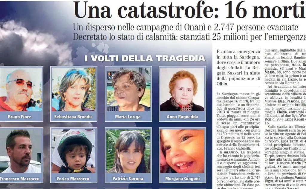 I volti e i nomi di 8 delle 16 vittime