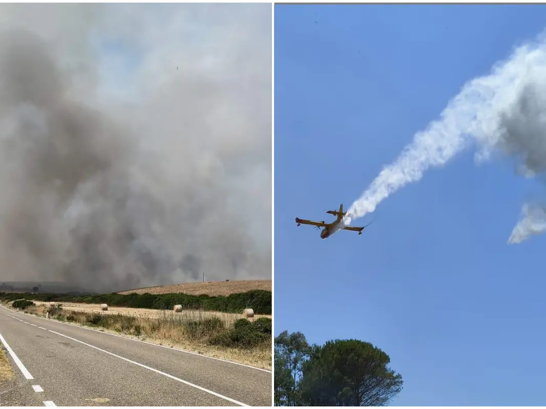 Fire in Guspini: Canadair catches helicopter, narrowly averting tragedy in flight Foto di Raimondo Piras