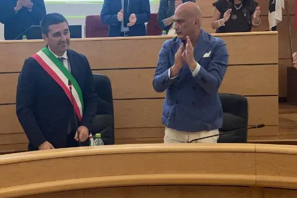 Il sindaco di Porto Torres, Massimo Mulas e il vice Mura (foto Pala)