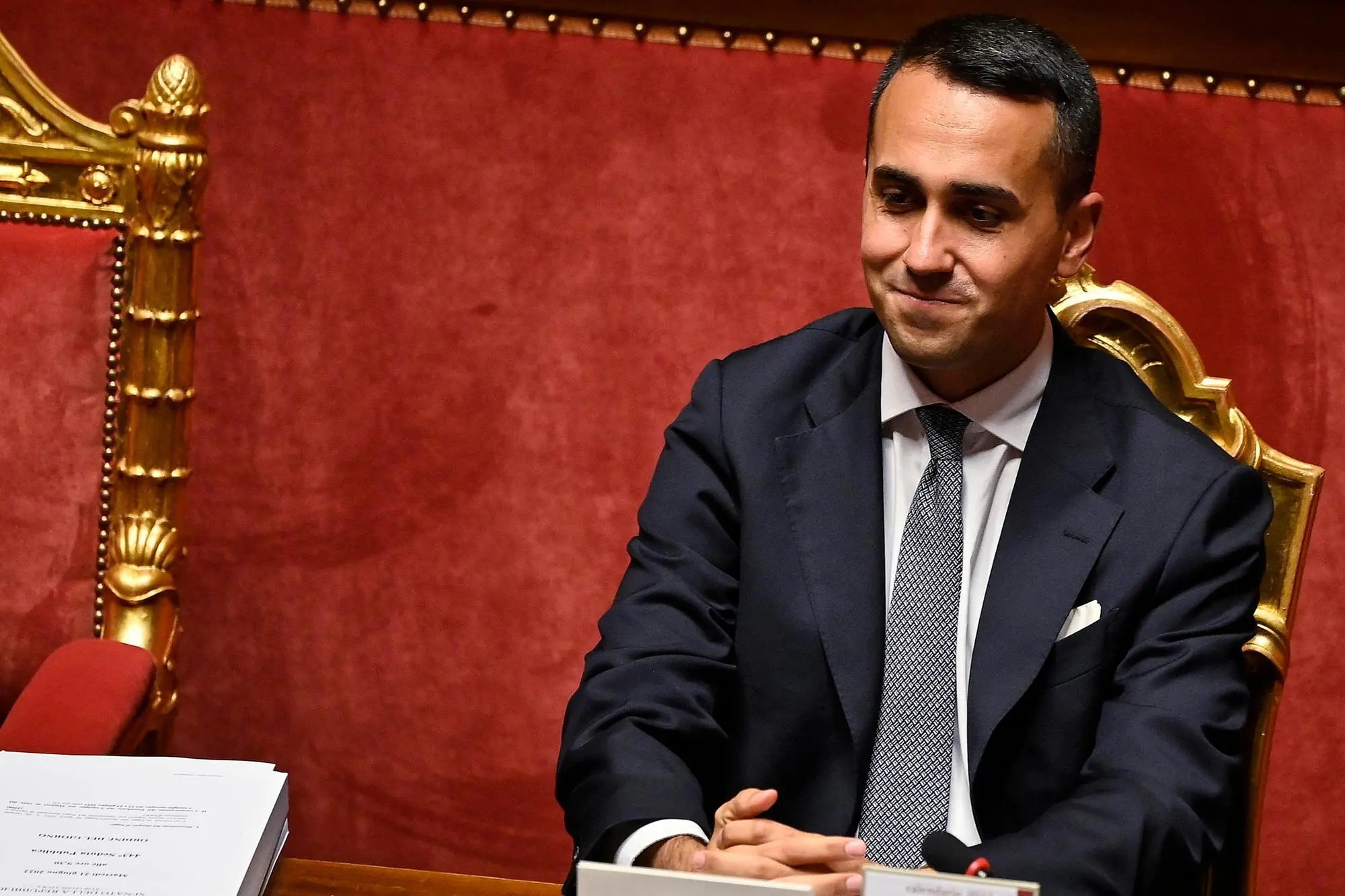 Italian Minister of Foreign Affairs, Luigi Di Maio, in the hall of Palazzo Madama as Prime Minister Mario Draghi delivers a speech at the Senate, ahead to the upcoming European Council meeting scheduled for 23-24 June, Rome, Italy, 21 June 2022. ANSA/RICCARDO ANTIMIANI