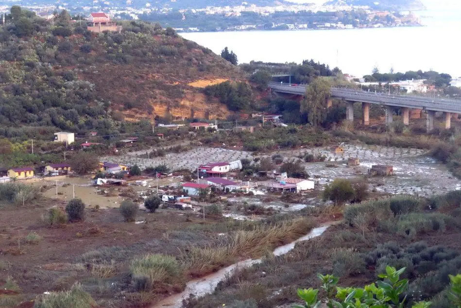 Il fiume Milicia, straripato nel Palermitano (Ansa)