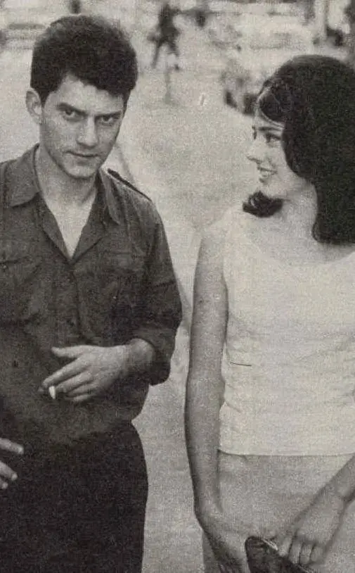 Era anche attore, qui con Donatella Turri durante le riprese del film &quot;La cuccagna&quot;