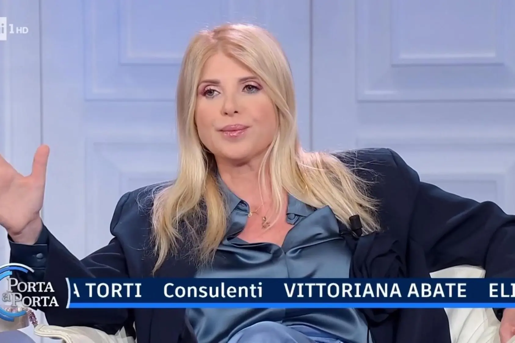 La giornalista Concita Borrelli durante la puntata della trasmissione Porta a Porta (Ansa - Rai)