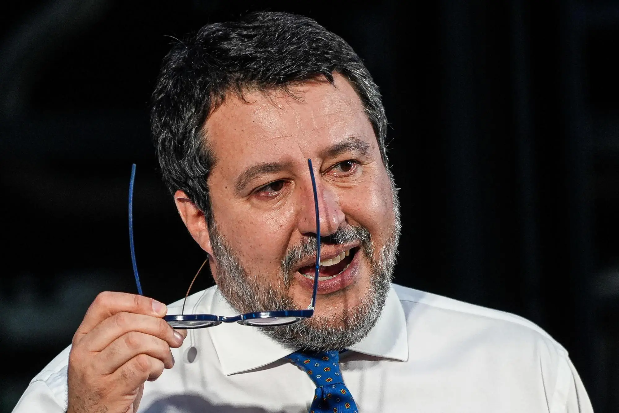 Il ministro delle Infrastrutture, Matteo Salvini, al museo ferroviario di Pietrarsa, Napoli, 08 aprile 2024. ANSA/CESARE ABBATE