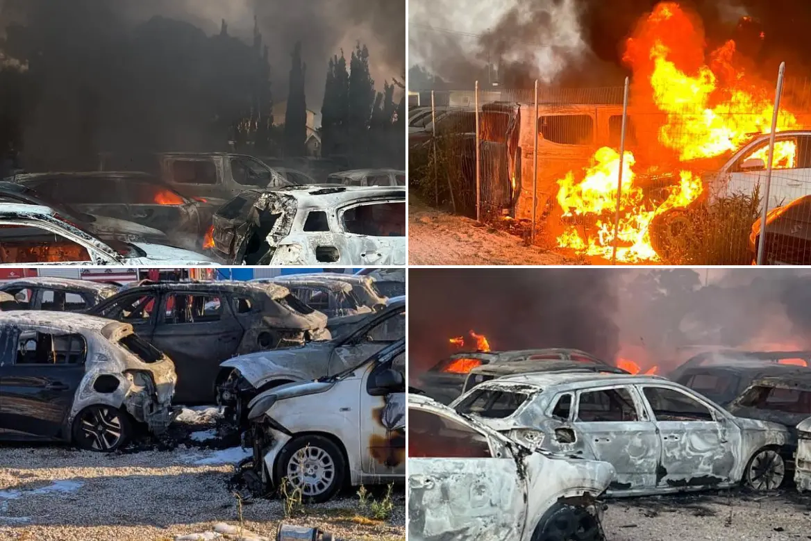 Le auto devastate dalle fiamme
