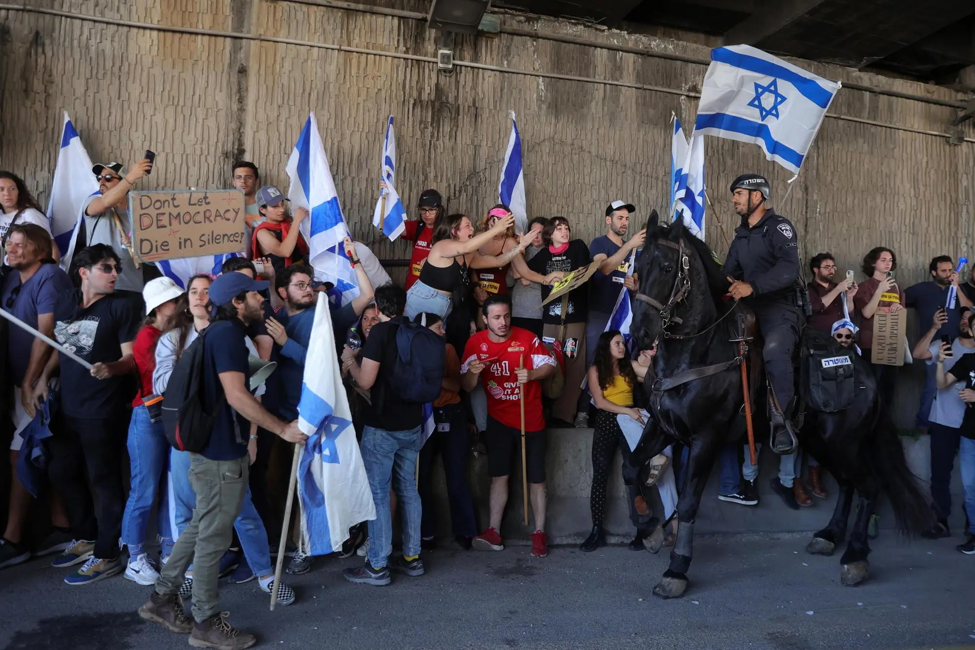 Proteste in Israele contro la riforma del sistema giudiziario (foto Ansa)