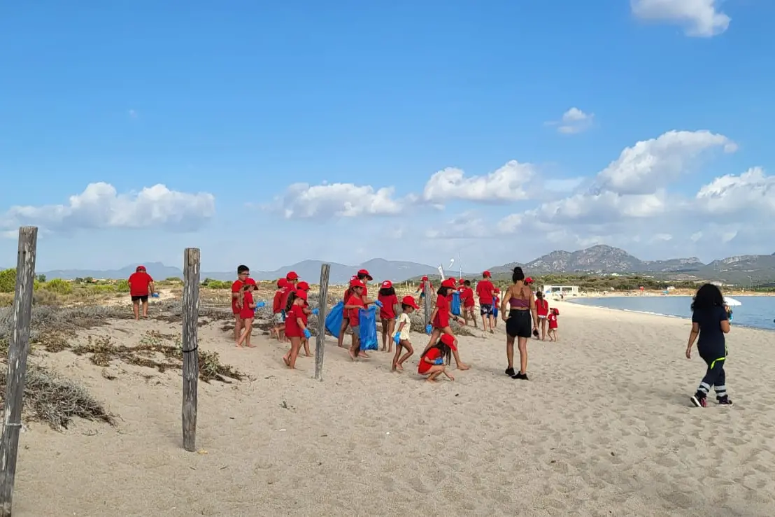 La pulizia della spiaggia a Olbia