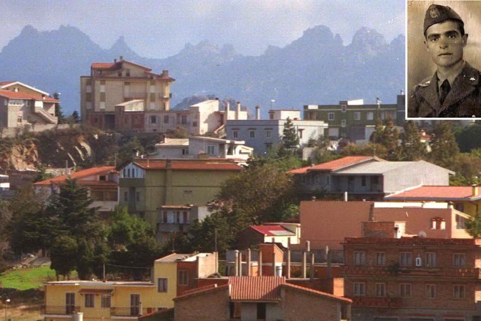 Una panoramica di Burcei (Archivio L'Unione Sarda), nel riquadro Isidoro Frigau (foto archivi comunali)