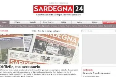 L'home page del sito Internet di Sardegna 24