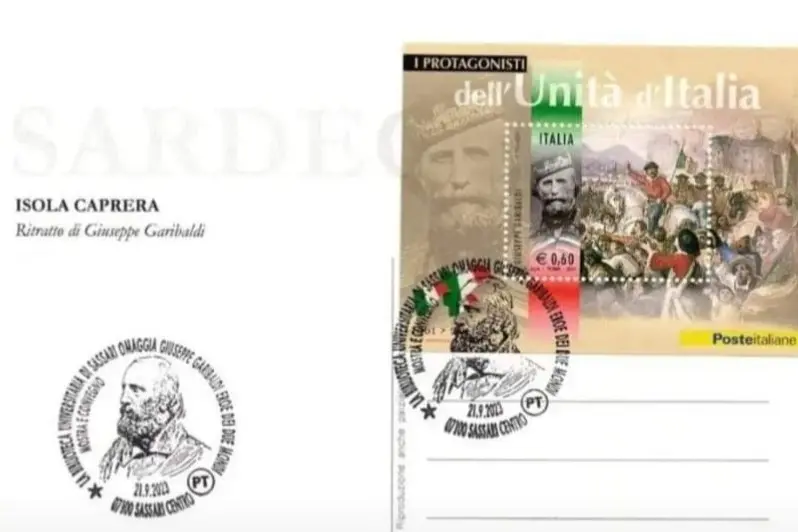 La cartolina con l'annullo filatelico per la mostra su Garibaldi (foto concessa)