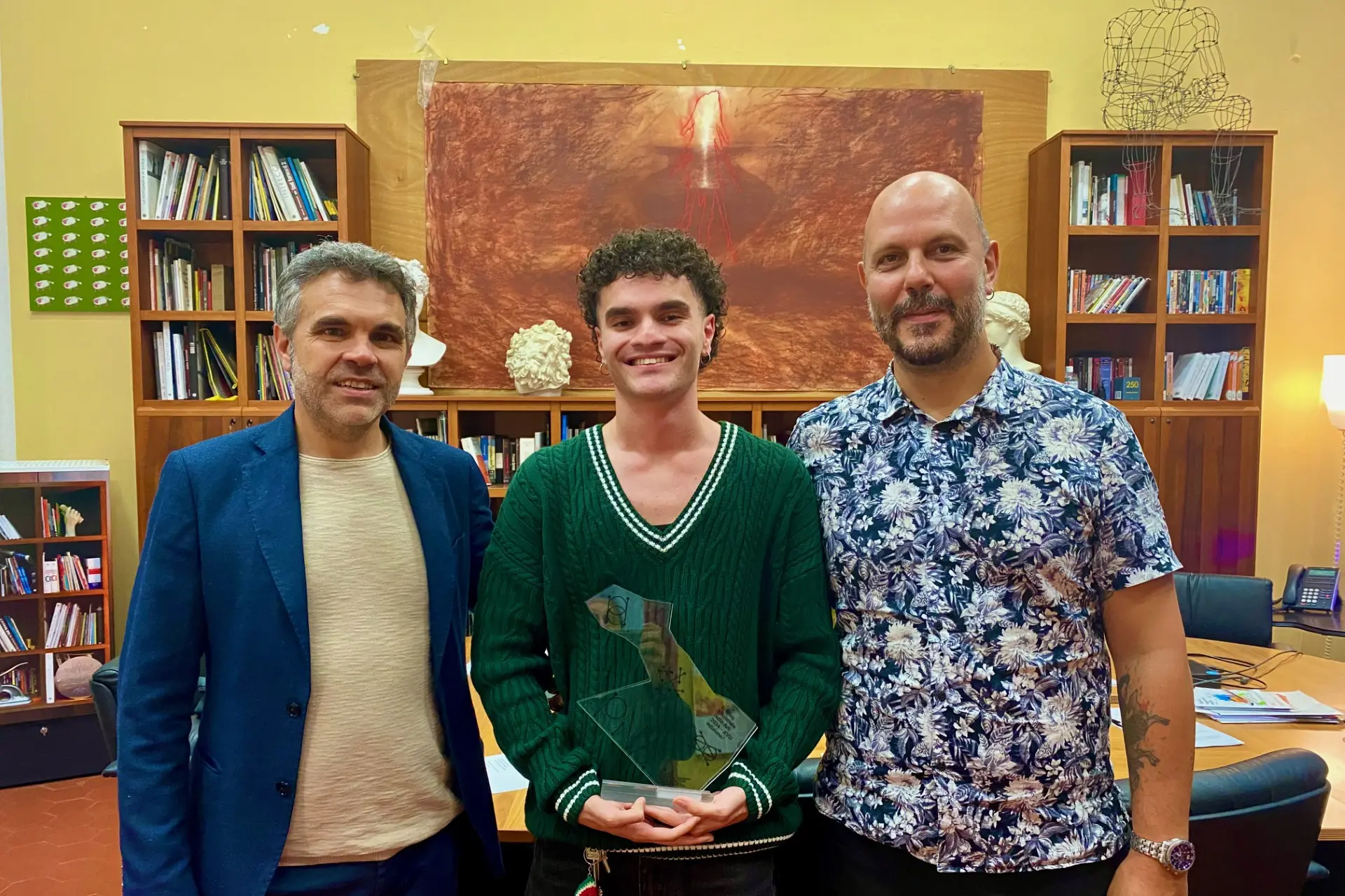 Il direttore Daniele Dore, Riccardo Cavallo e il regista e docente Sergio Scavio (foto concessa)