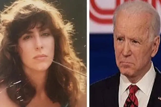 La donna, in uno scatto di qualche anno fa, e il presidente Biden (foto da frame video)