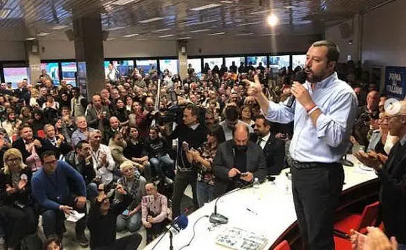Il comizio di Salvini a Olbia (foto Instagram)