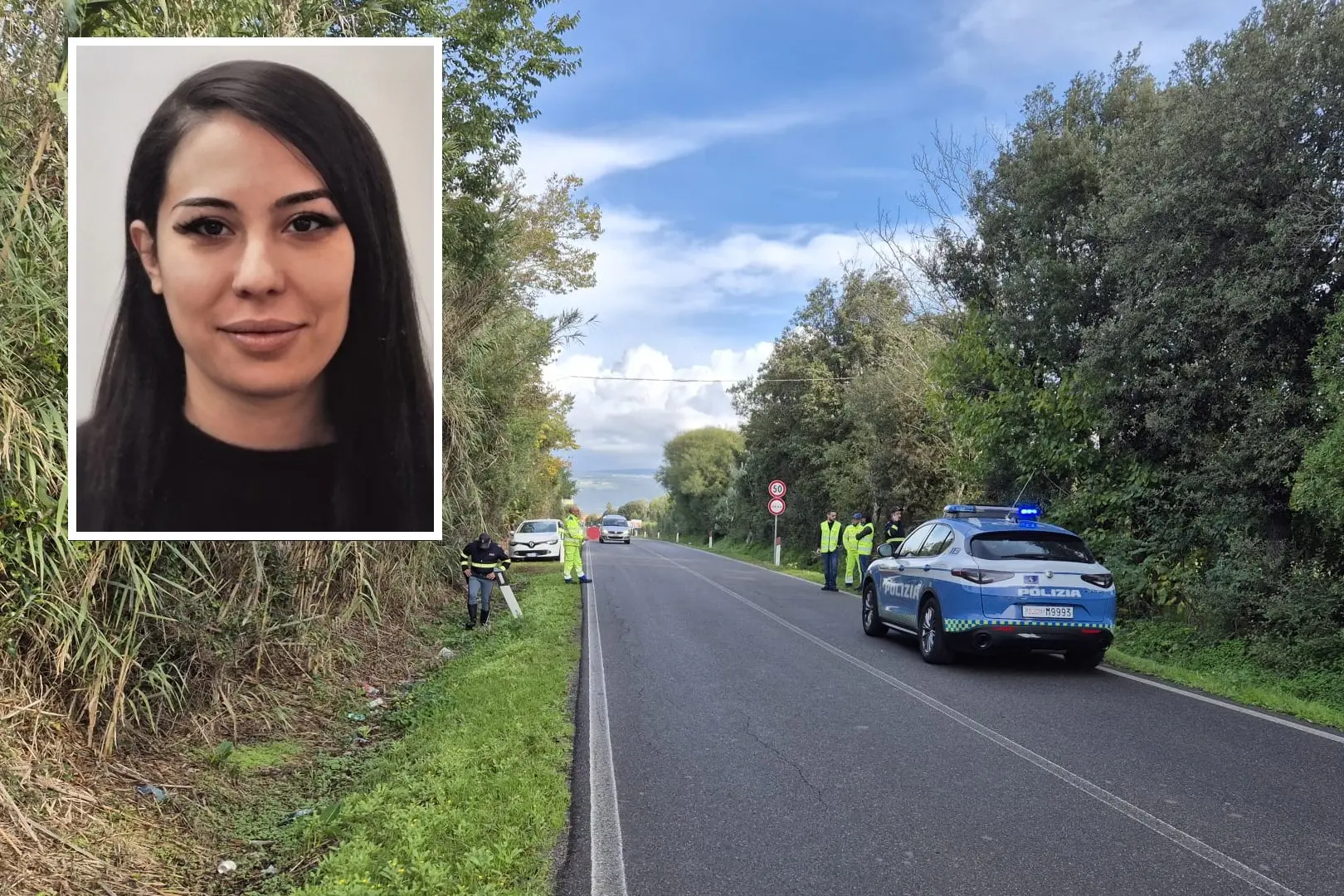 Il luogo dell'incidente costato la vita a Silvia Obino (nel riquadro)