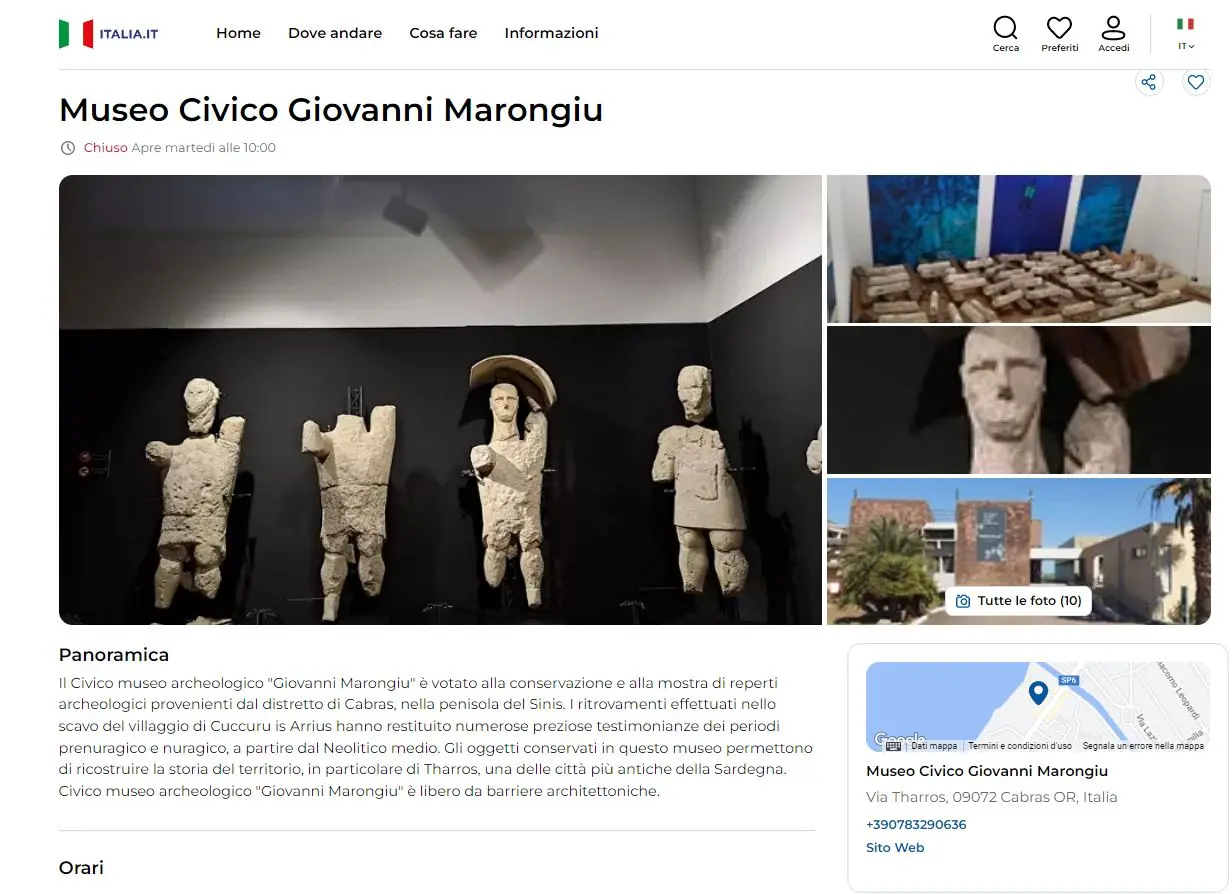 Cabras e Museo Marongiu: nessun accenno ai Giganti