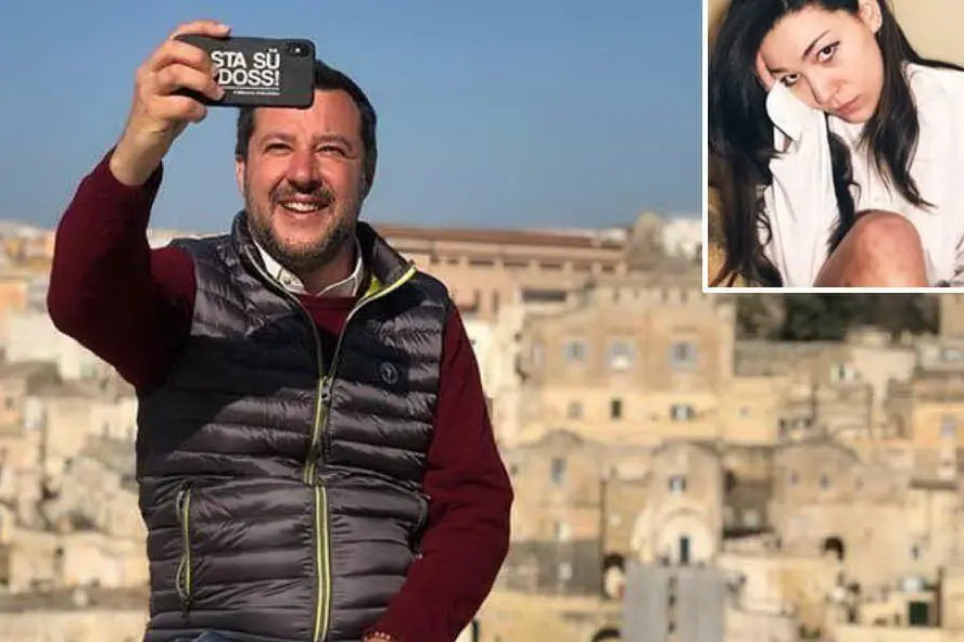 Matteo Salvini e, nel riquadro, Francesca Verdini (Instagram)