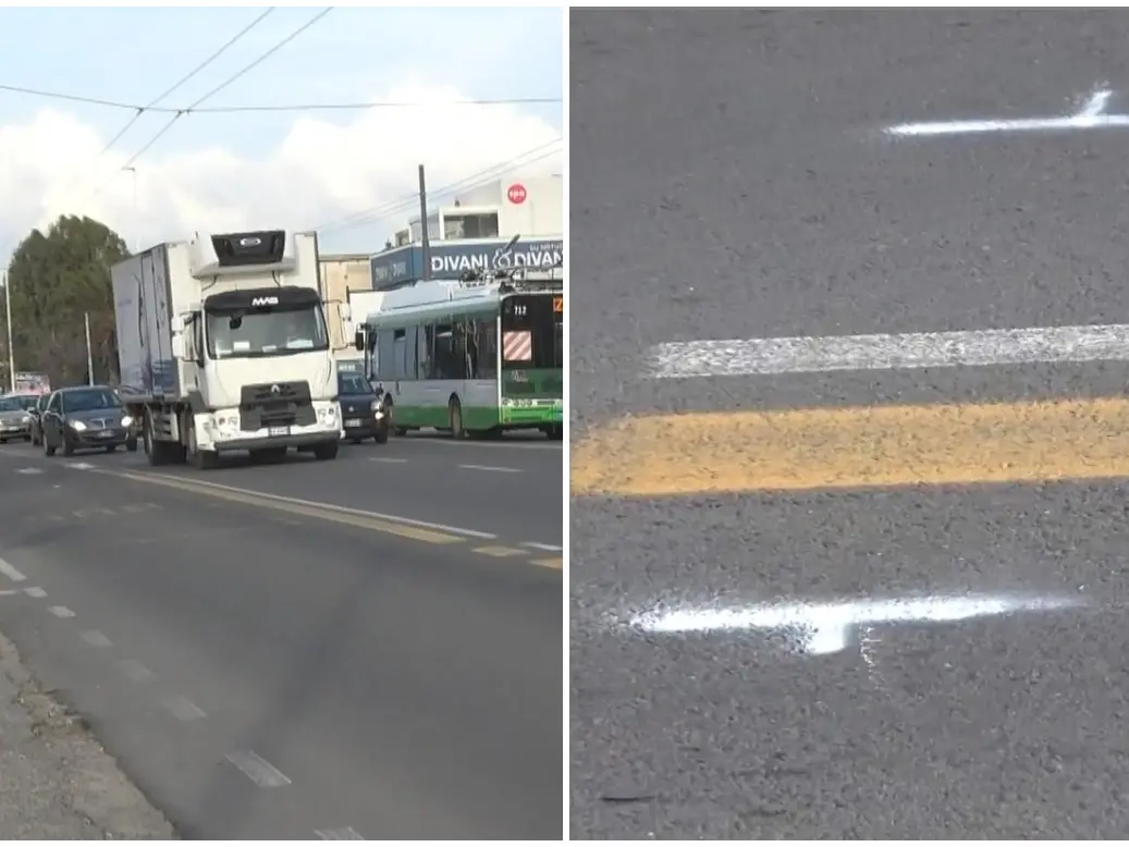 A sinistra viale Marconi, nel dettaglio i rilievi della polizia (frame da video)