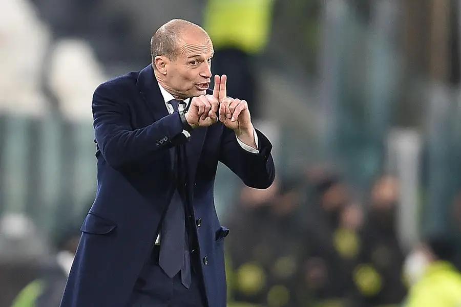 Juventus coach Massimiliano Allegri gestures during the italian Serie A soccer match Juventus FC vs Spezia Calcio at the Allianz Stadium in Turin, Italy, 6 March 2022 ANSA/ALESSANDRO DI MARCO