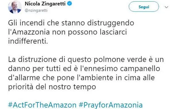 Il segretario del Pd Nicola Zingaretti: &quot;Un danno per tutti&quot;