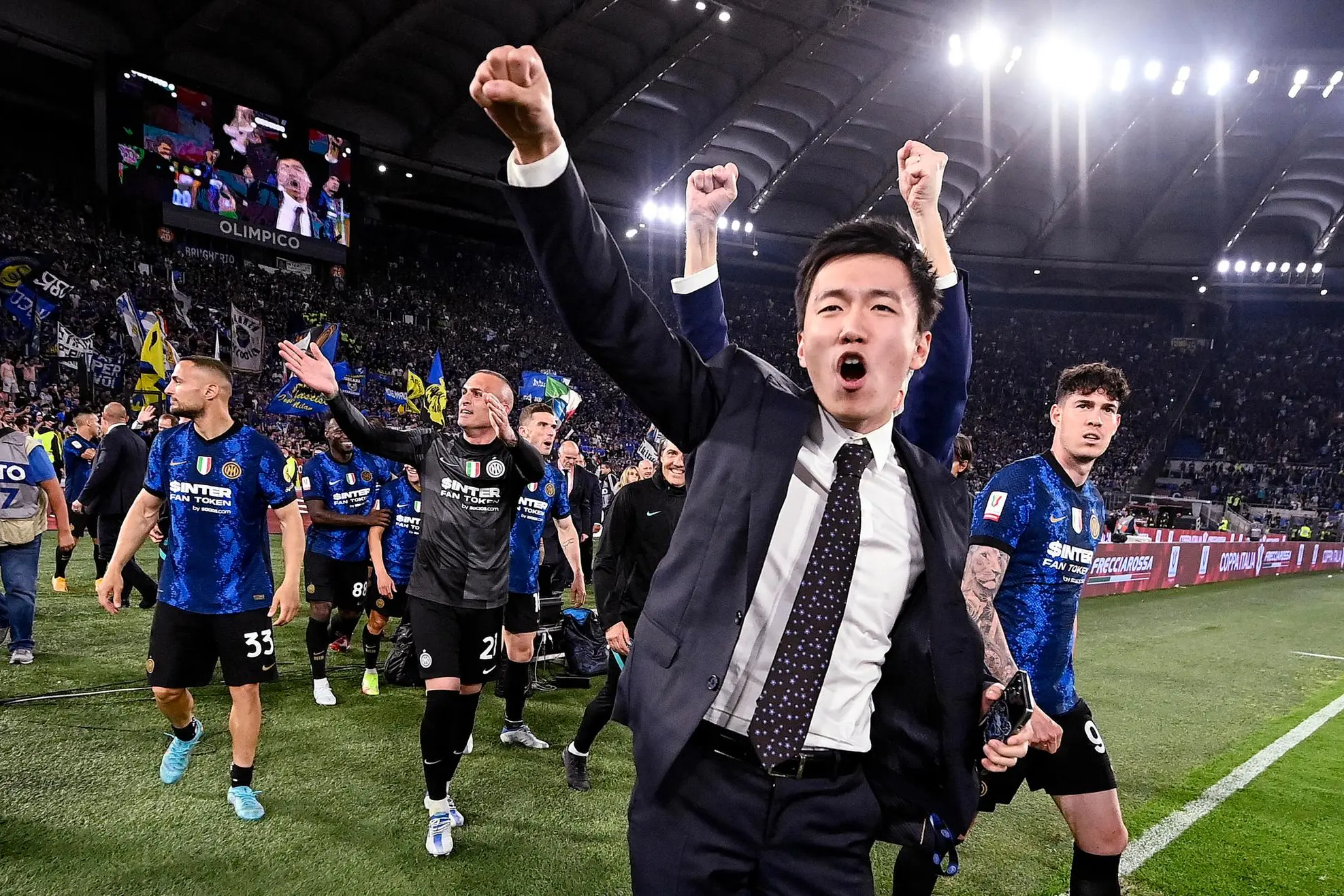 Inter's president Steven Zhang celebrates after winning the Coppa Italia Final soccer match between Juventus FC and FC Inter at the Olimpico stadium in Rome, Italy, 11 May 2022. ANSA/RICCARDO ANTIMIANI