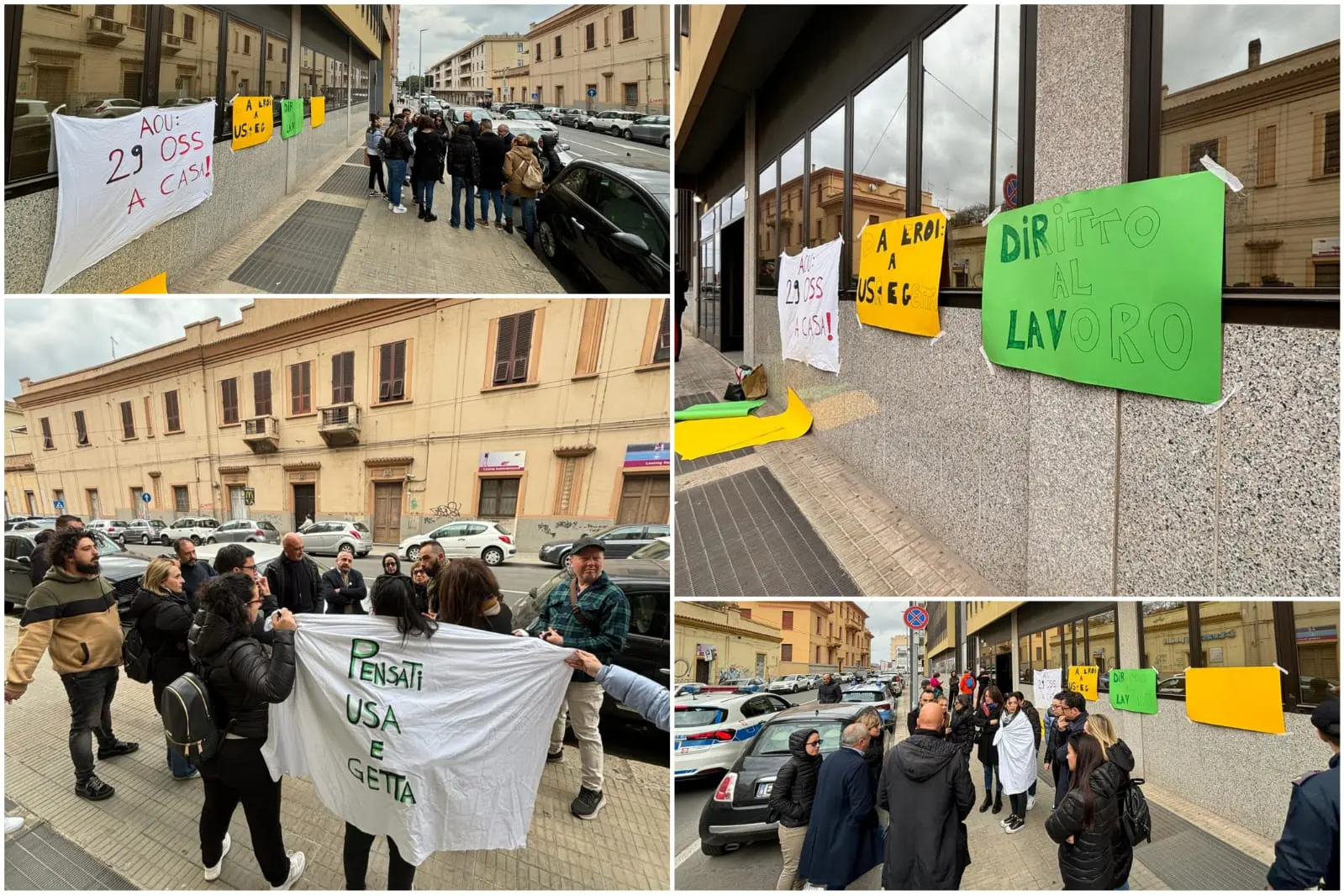 La protesta davanti all'assessorato della Sanità (L'Unione Sarda)