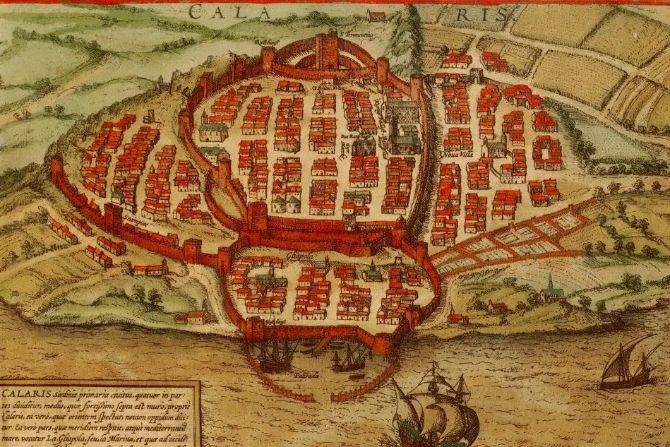 La mappa di Cagliari disegnata da Arquer per la Cosmographia universalis del Münster
