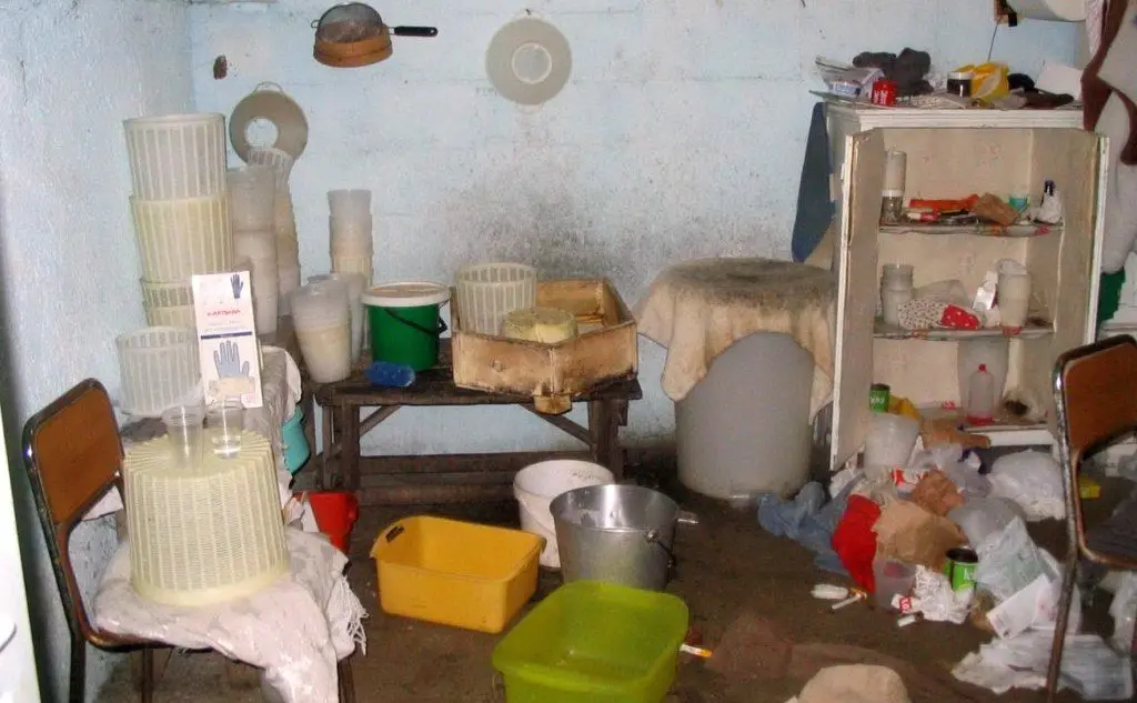 E l'interno, aveva appena finito di fare la ricotta